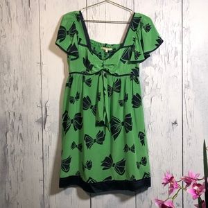 Nanette Lepore Bow Print Silk Baby Doll Dress Sz 8